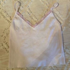 Brandy Melville pink lace cropped tank top